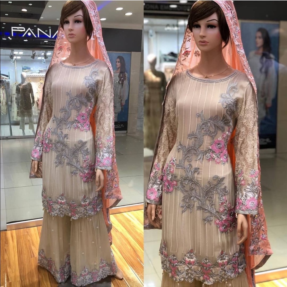 Heavy embroidered Pakistani shalwar kameez